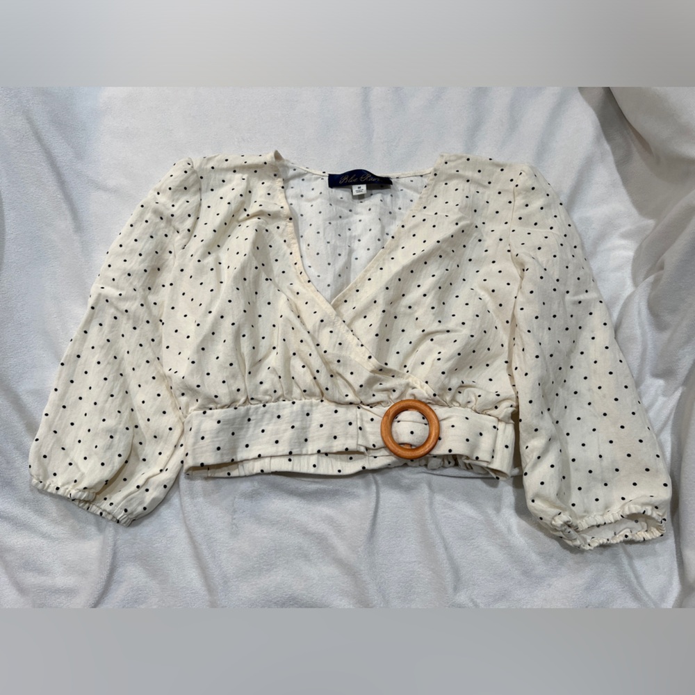 Blue Rain Crop Top - White